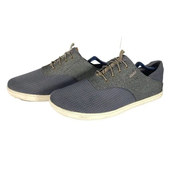 OluKai Men's Nohea Moku US 10 Gray Lace Up Flats Loafer Sneakers Shoes