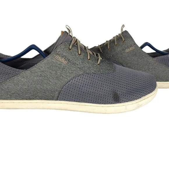 OluKai Men's Nohea Moku US 10 Gray Lace Up Flats Loafer Sneakers Shoes