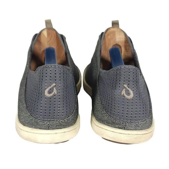 OluKai Men's Nohea Moku US 10 Gray Lace Up Flats Loafer Sneakers Shoes