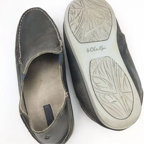 Olukai Nohea Nubuck Brown Slip On Shoes