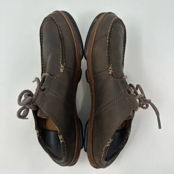 Olukai Ohana Lace-Up Nubuck Leather Shoes Brown Casual Men's Size 8
