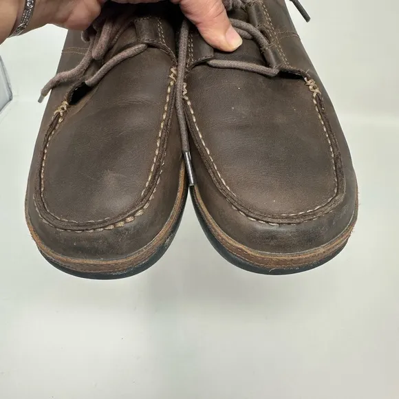 Olukai Ohana Lace-Up Nubuck Leather Shoes Brown Casual Men's Size 8