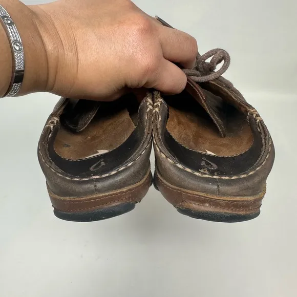 Olukai Ohana Lace-Up Nubuck Leather Shoes Brown Casual Men's Size 8