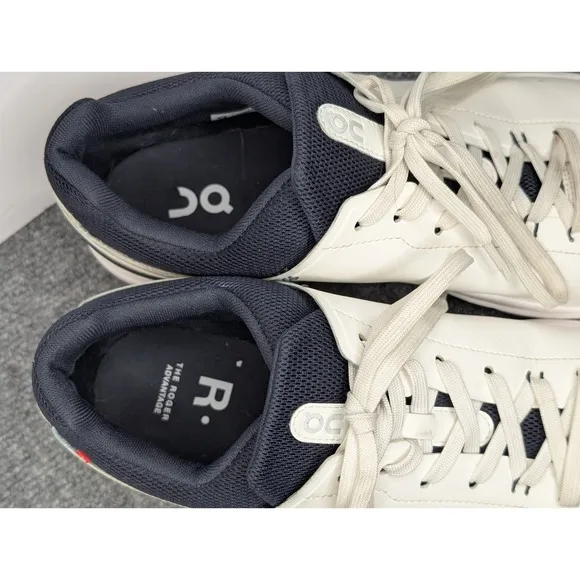 On Cloud Shoes Mens 13 The Roger Spin White &amp; Black Sneakers Tennis Shoe