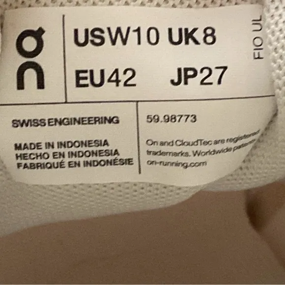 On Cloud Women’s Cloud 5 Pearl White running shoes size 10 NWOT