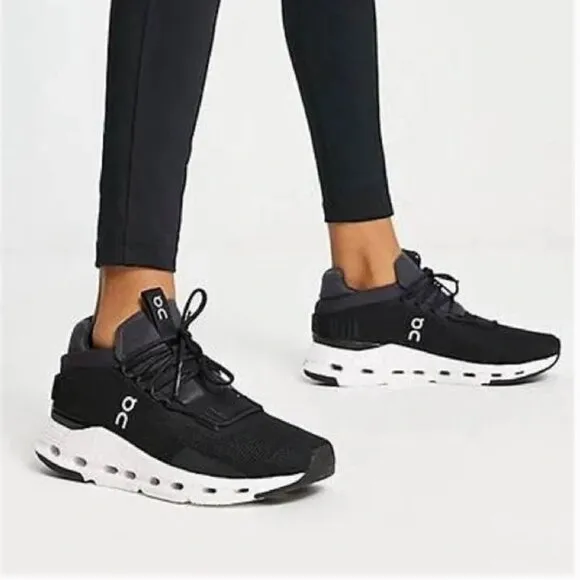 On Cloudnova Running Shoes Black Phantom/White size Womens 10
