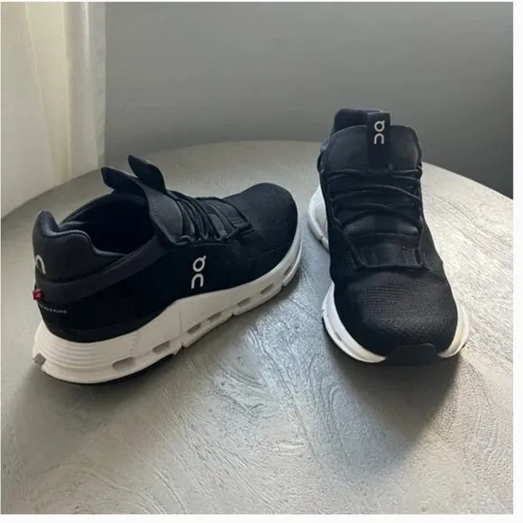 On Cloudnova Running Shoes Black Phantom/White size Womens 10