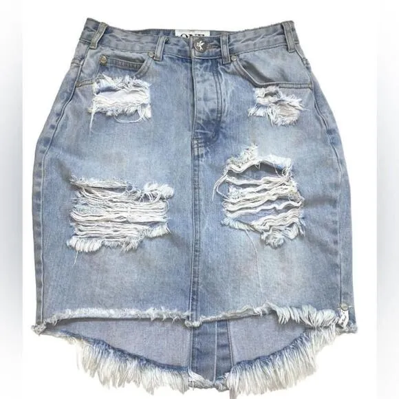 One Teaspoon - 2020 Distressed Fringe Denim Mini