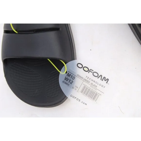 Oofos OOAHH Sandals Unisex Recovery Slide Shoes Black Unisex Mens 10