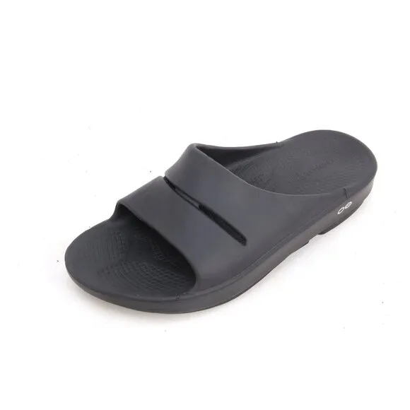 Oofos OOAHH Sandals Unisex Recovery Slide Shoes Black Unisex Mens 10