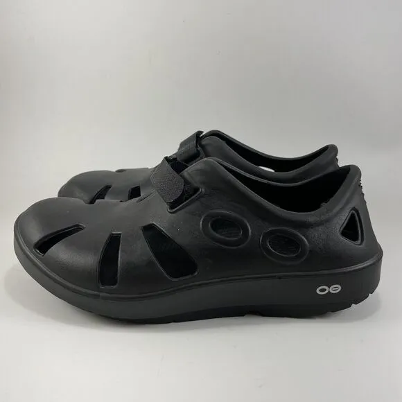 OOFOS Oocandoo Black Sandals Hook and Loop Closure Mens 8 Fisherman Style W 10