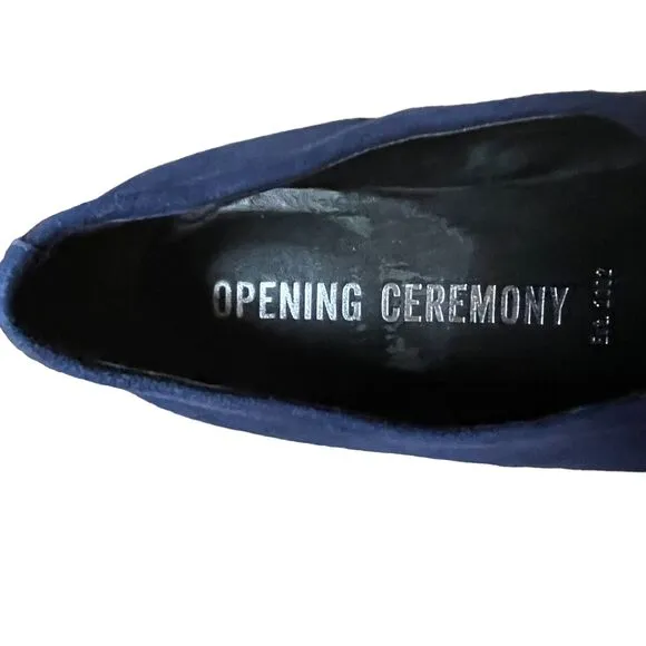 Opening Ceremony WOMENS Charley Navy Blue Suede Slip On Flats Shoes Size 39 8.5