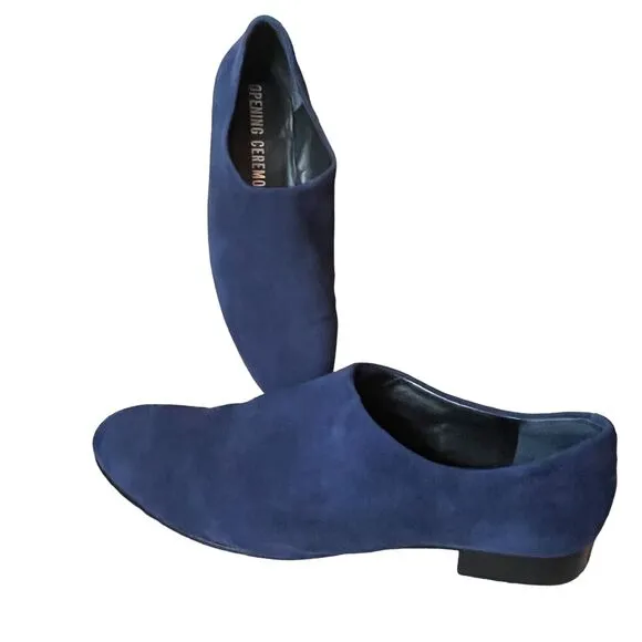 Opening Ceremony WOMENS Charley Navy Blue Suede Slip On Flats Shoes Size 39 8.5