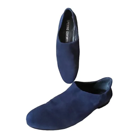 Opening Ceremony WOMENS Charley Navy Blue Suede Slip On Flats Shoes Size 39 8.5