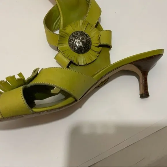 OSCAR by Oscar de la Renta shoes low heels sandals green silver 39.5