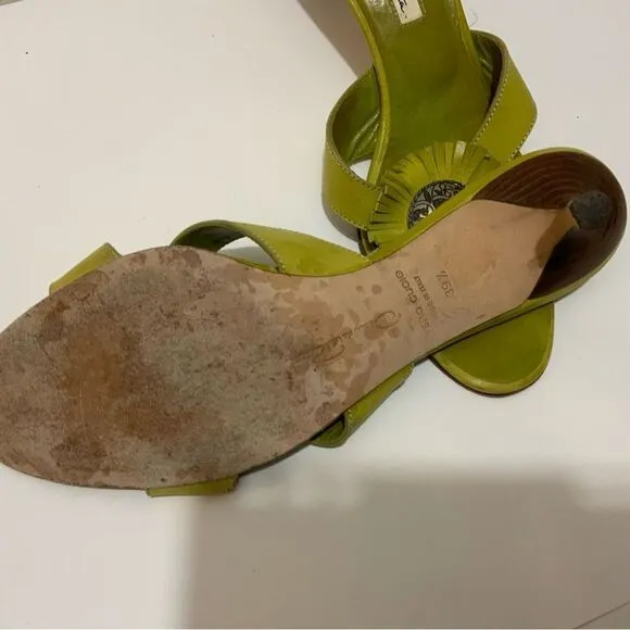 OSCAR by Oscar de la Renta shoes low heels sandals green silver 39.5