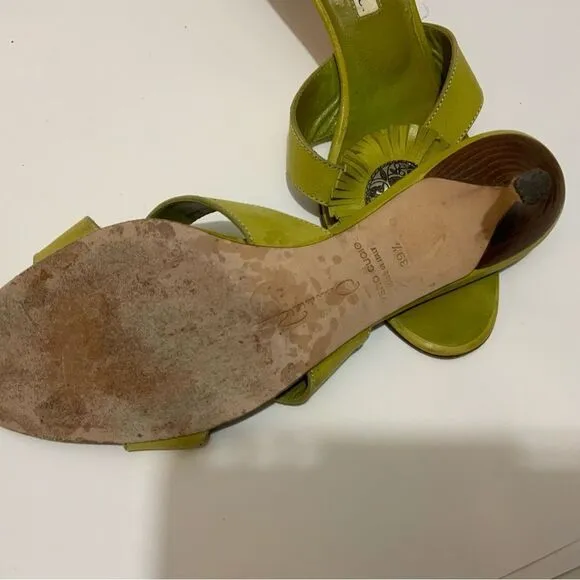 OSCAR by Oscar de la Renta shoes low heels sandals green silver 39.5