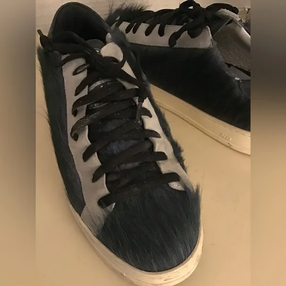 P448 mens John Blue leather calf hair sneakers Size 9.5 Euro 42 Made in Italy