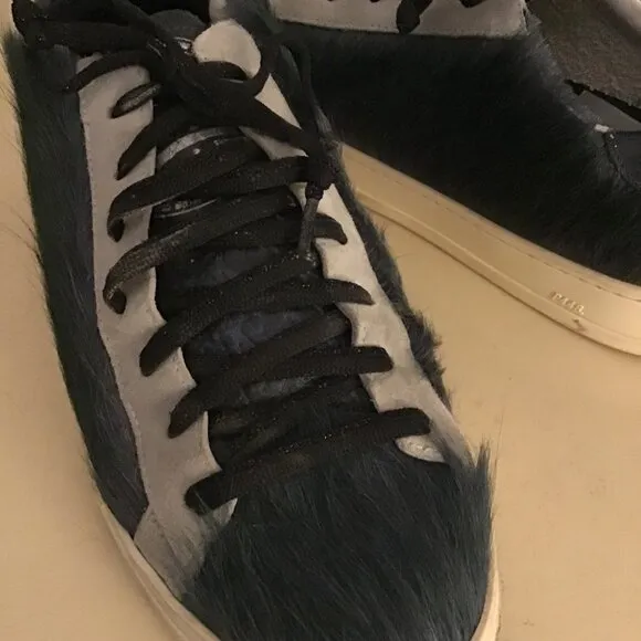P448 mens John Blue leather calf hair sneakers Size 9.5 Euro 42 Made in Italy