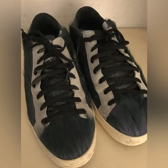 P448 mens John Blue leather calf hair sneakers Size 9.5 Euro 42 Made in Italy