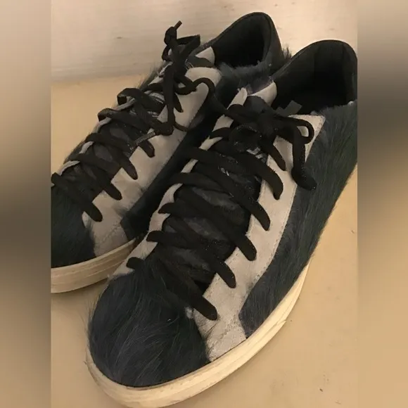 P448 mens John Blue leather calf hair sneakers Size 9.5 Euro 42 Made in Italy