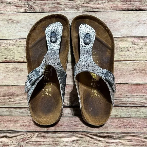 Papillio Silver Metallic Gizeh Sandals