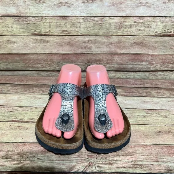 Papillio Silver Metallic Gizeh Sandals
