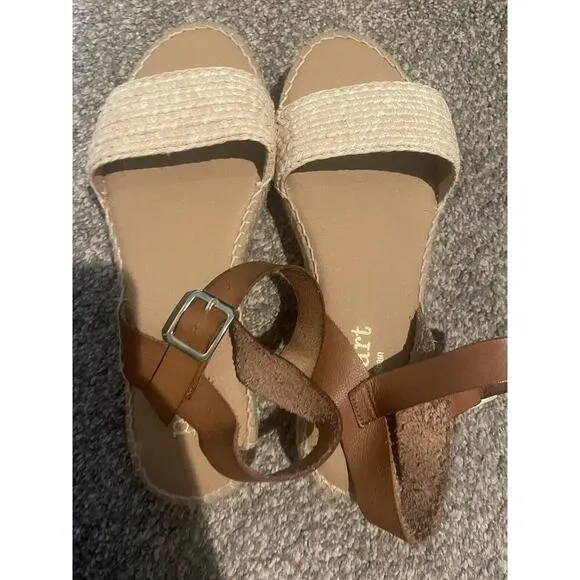 Paseart Spain Women’s Leather Ankle Wrap Espadrille Sandals - Size 7 Tan - NWOB