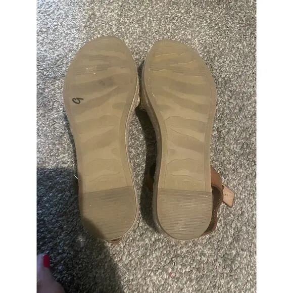 Paseart Spain Women’s Leather Ankle Wrap Espadrille Sandals - Size 7 Tan - NWOB