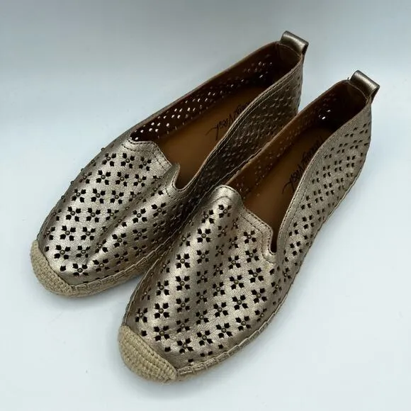 Patricia Nash Elena Gold Metallic Slip On Espadrille Shoes Size 7.5