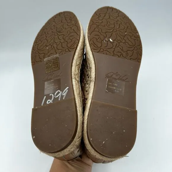 Patricia Nash Elena Gold Metallic Slip On Espadrille Shoes Size 7.5