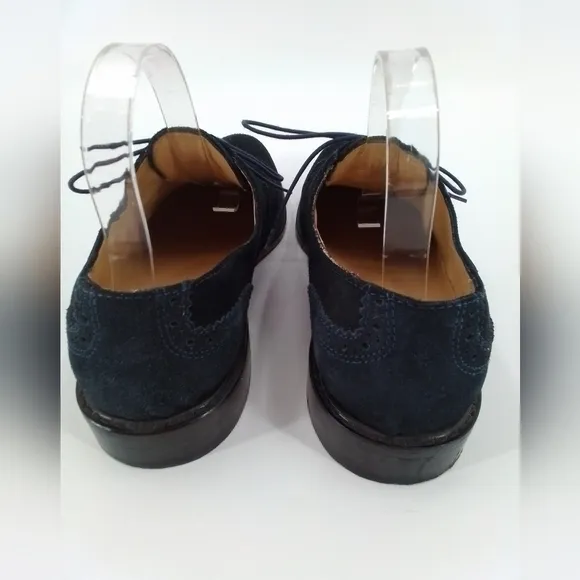 PAUL Fredrick NAVY BLUE Suede Leather Dress Shoes Mens Sz 10 Oxford Wingtips