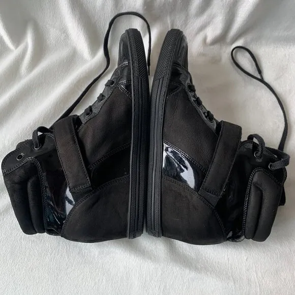 Paul Green 1988  Leather Sneaker Boots Women's Size 9.5 Black Lace Up Wedge Heel