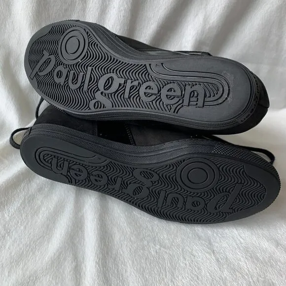 Paul Green 1988  Leather Sneaker Boots Women's Size 9.5 Black Lace Up Wedge Heel