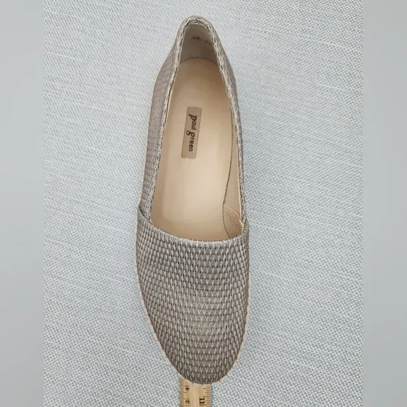 Paul Green Layla beige diamond embossed leather espadrille loafer Aus 4 US 5.5