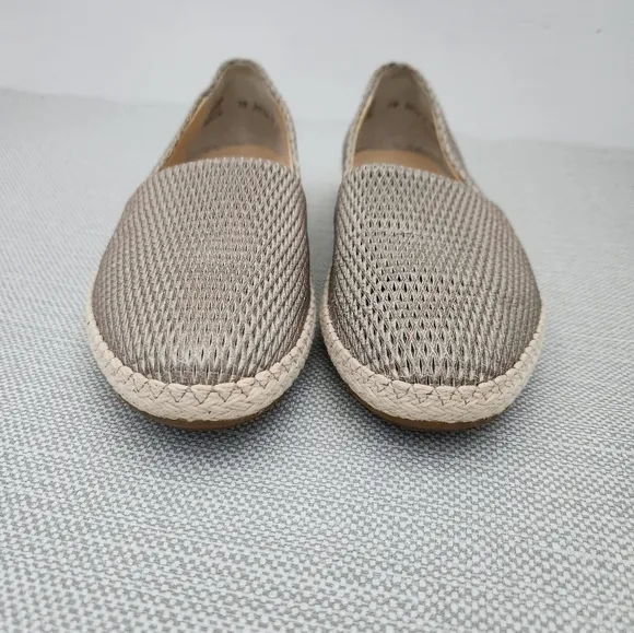 Paul Green Layla beige diamond embossed leather espadrille loafer Aus 4 US 5.5