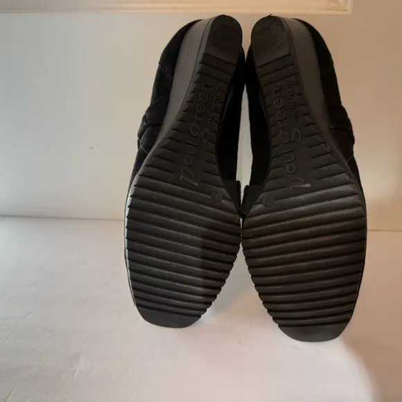 PAUL GREEN SHOES HEELS WEDGE MARY JANES BLACK SUEDE LEATHER STRAP Size 9.5 US