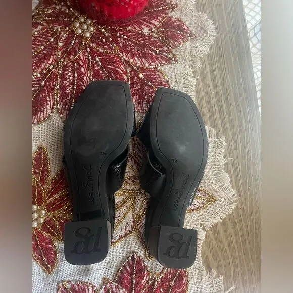 PAUL GREEN Sandals Black Leather  Soft Heels Shoes UK 3.5 US 6 Made In Austria