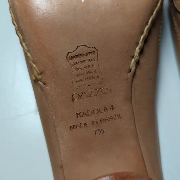PAZZO Women's Kadola 4 Mules Shoes Kitten Heels Nude Tan Leather Embroidered 7.5