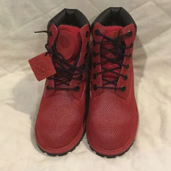PC1) authentic red timberlands boots.