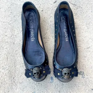 Pedro Garcia diamond skull leather ballerina shoes  ballet flats size 8