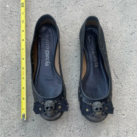 Pedro Garcia diamond skull leather ballerina shoes  ballet flats size 8