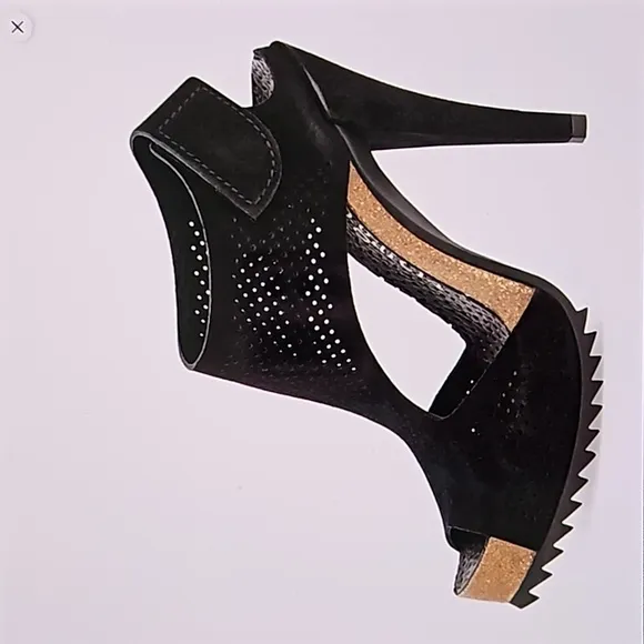 Pedro Garcia Petunia perforated black suede heels-37.5