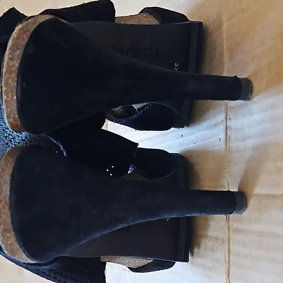 Pedro Garcia Petunia perforated black suede heels-37.5