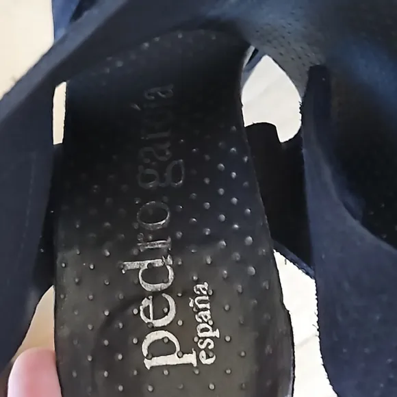 Pedro Garcia Petunia perforated black suede heels-37.5