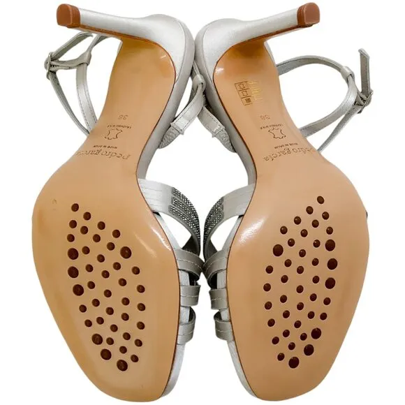 Pedro Garcia Silver Sandals With Crystals