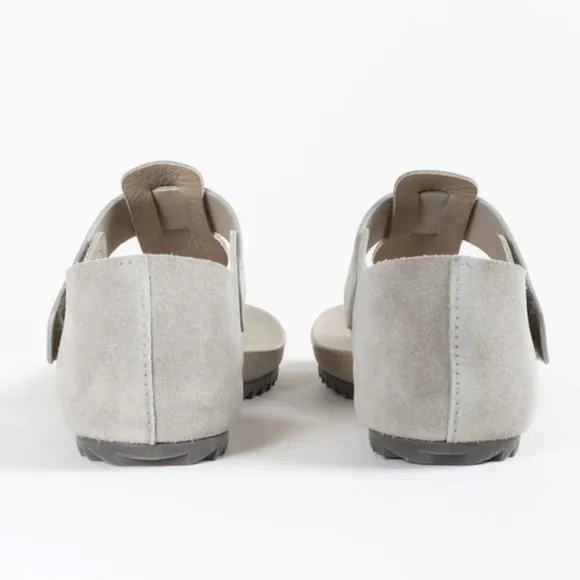 Pedro Garcia Suede T strap Thong Jacqui Sandals Suede Leather Grey Silver 7
