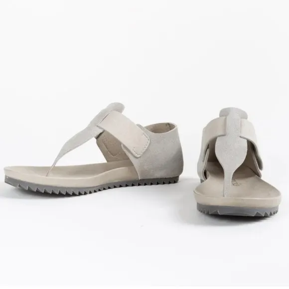 Pedro Garcia Suede T strap Thong Jacqui Sandals Suede Leather Grey Silver 7