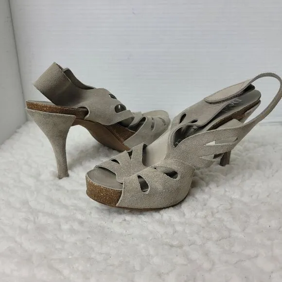 Pedro Garcia Lucy Cut Out Sandals Womens Size 9 Pumice Castoro Gray