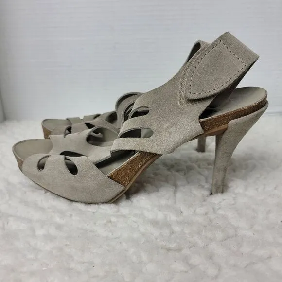 Pedro Garcia Lucy Cut Out Sandals Womens Size 9 Pumice Castoro Gray